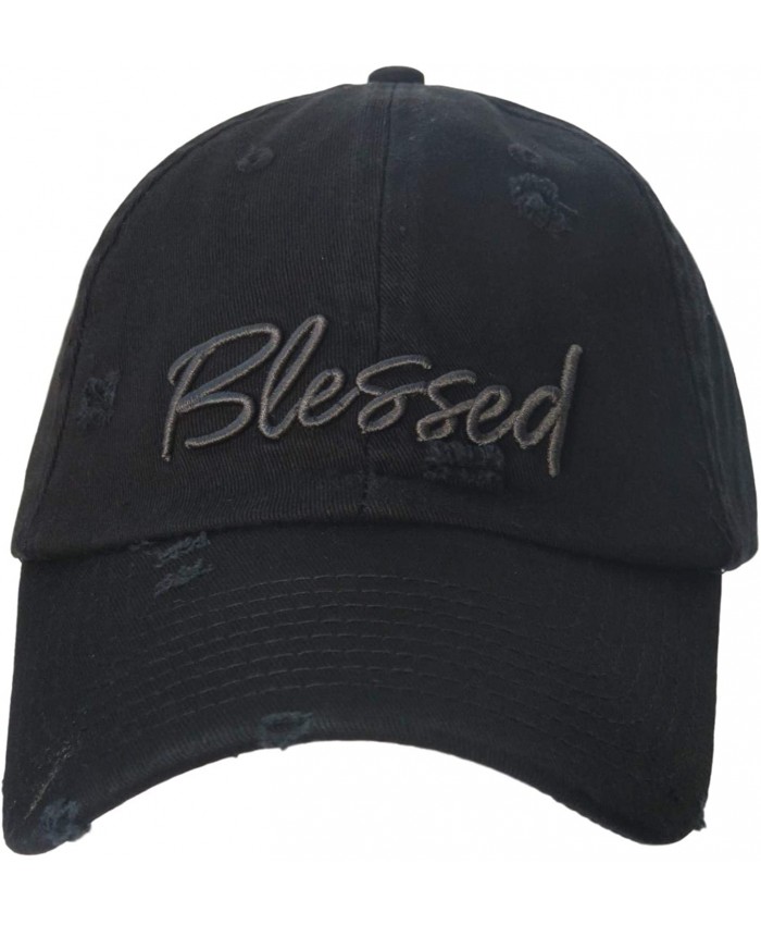 Bloomouflage Blessed Black Distressed Hat at Women’s Clothing store