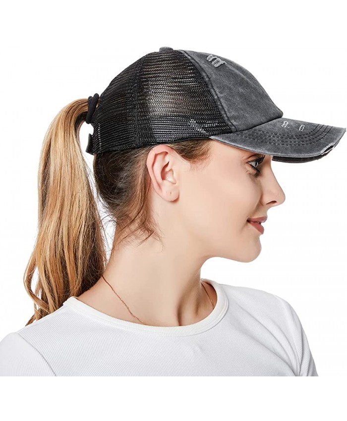 Bocianelli NeuFashion Ponycap Messy High Bun Ponytail Adjustable Mesh Trucker Baseball Cap Hat at  Women’s Clothing store