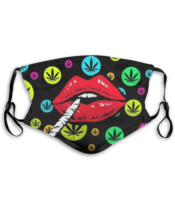 Colorful Marijuana Weed Leaf Lip Dust Washable Reusable Filter and Reusable Mouth Windproof Warm Cotton Face at Men’s Clothing store