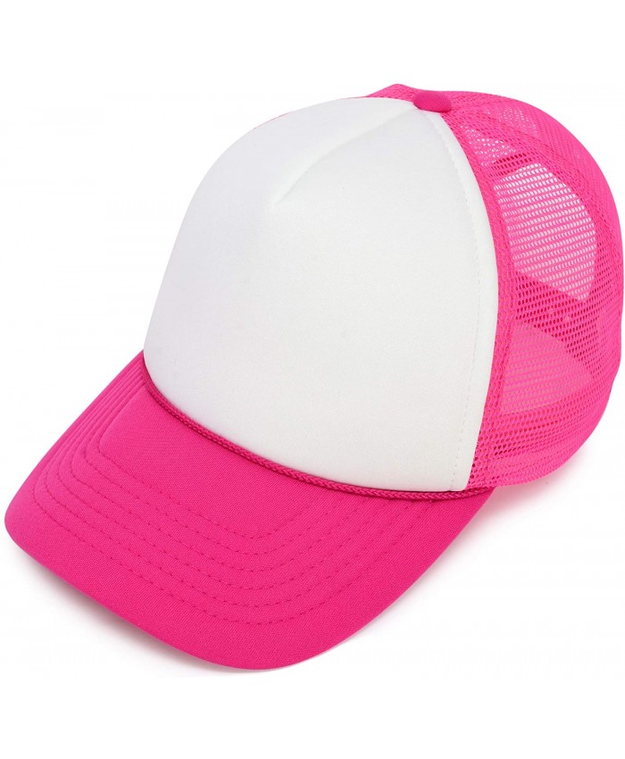 DALIX Two Tone Trucker Hat Summer Mesh Cap with Adjustable Snapback Strap Hot Pink at  Men’s Clothing store