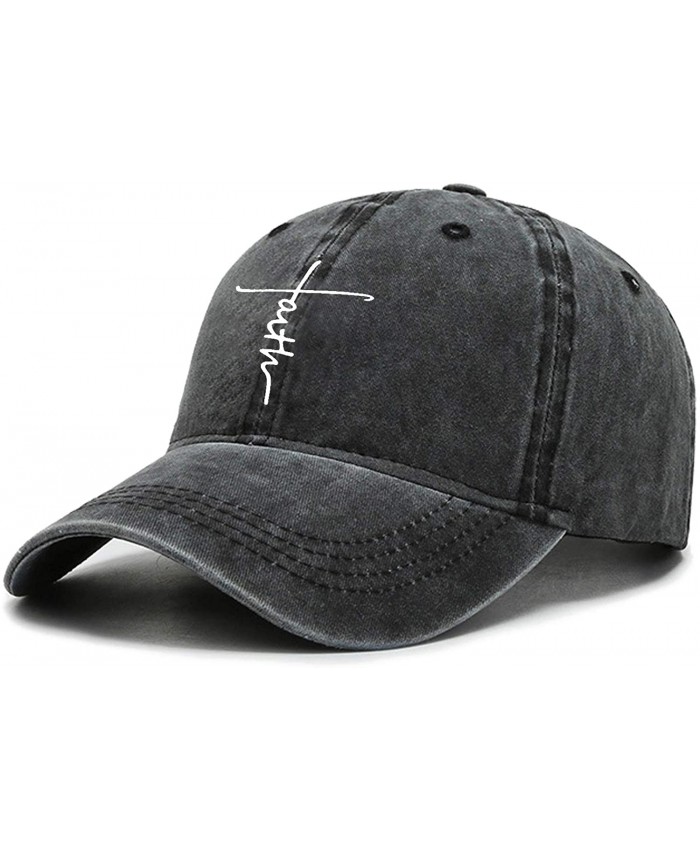 Faith Cross Hat Adjustable Baseball Cap Unisex Washable Cotton Trucker Cap Dad Hat Black