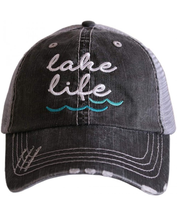 KATYDID Lake Life Baseball Cap - Trucker Hat for Women - Stylish Cute Sun Hat Gray Blue Waves