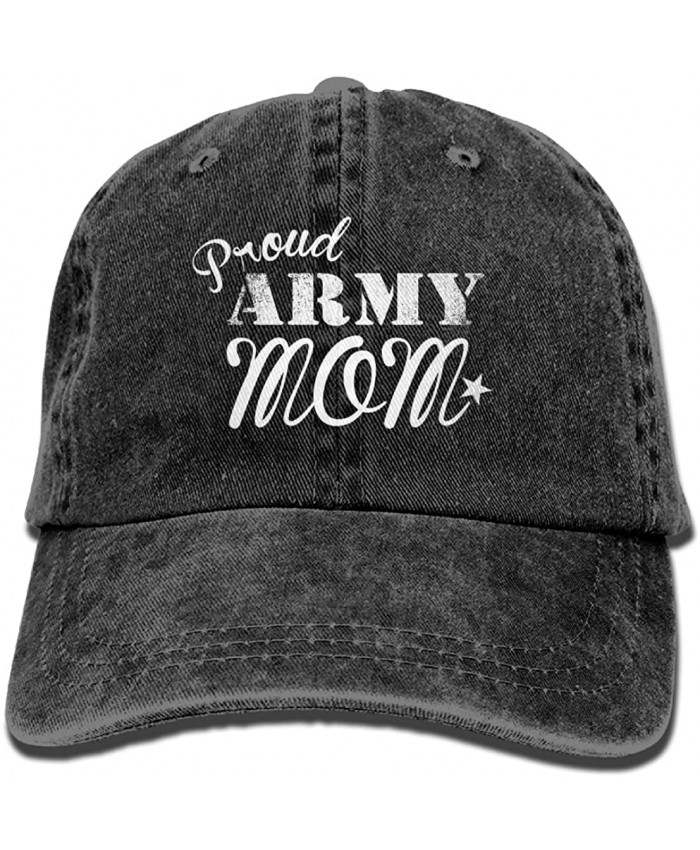 Proud Army Mom Mom Hat Baseball Cap Washed Denim Cotton Adjustable Hat Dad Hat Great Gift for Mother's Day Black at Women’s Clothing store
