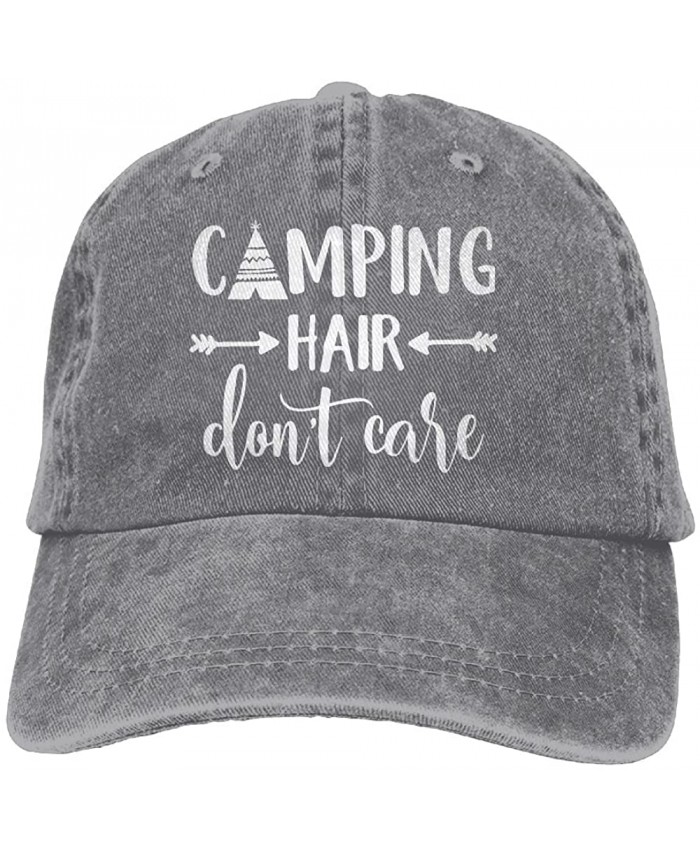 Splash Brothers Customized Unisex Camping Hair Don't Care Vintage Adjustable Baseball Cap Denim Dad Hat at  Women’s Clothing store