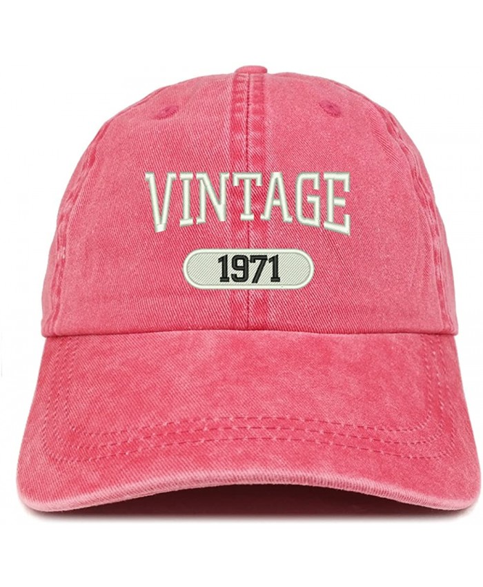 Trendy Apparel Shop Vintage 1971 Embroidered 50th Birthday Soft Crown Washed Cotton Cap - Red at  Men’s Clothing store