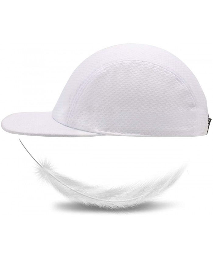 ZOWYA Flat Snapback Hats for Men Women Unstructured Flat Visor Sports Cap Mesh Trucker Hat Blank Underbill Golf Breathable Running Hat Cool Summer Quick Dry Unisex Outdoor White 1 Pack