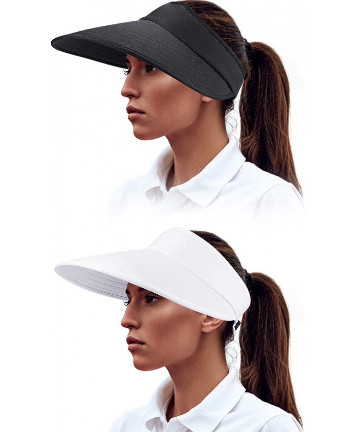 2 PiecesWomen Sun Visor Hats Wide Brim Visor Hats Adjustable Summer Visor Caps UV Protection Beach Caps for Women Wearing Favors Color Set 1 at  Women’s Clothing store