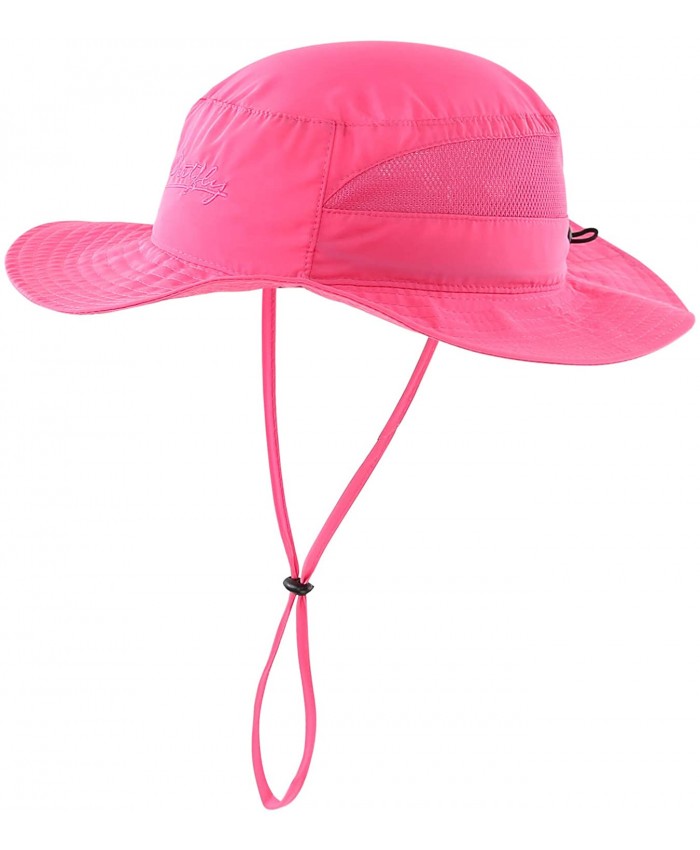 Connectyle Womens Outdoor UV Protection Mesh Boonie Fishing Hat Summer Wide Brim Foldable Beach Sun Hat Rose Red at  Women’s Clothing store