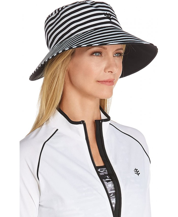 Coolibar UPF 50+ Women's Ariel Reversible Pool Hat - Sun Protective One Size- White Black Stripe at  Women’s Clothing store