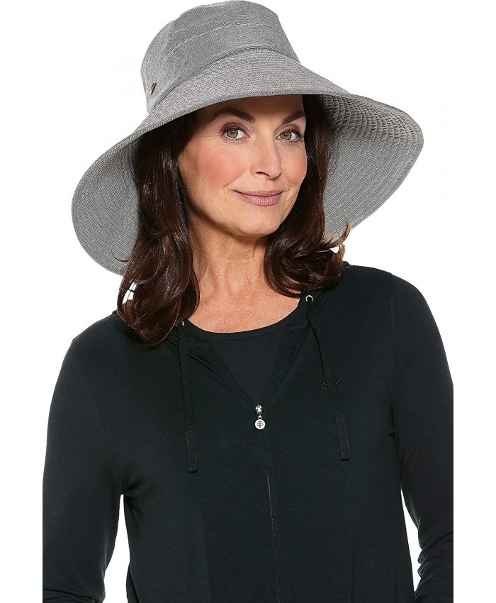 Coolibar UPF 50+ Women's Brittany Beach Hat - Sun Protective One Size- Black White Ticking at  Women’s Clothing store
