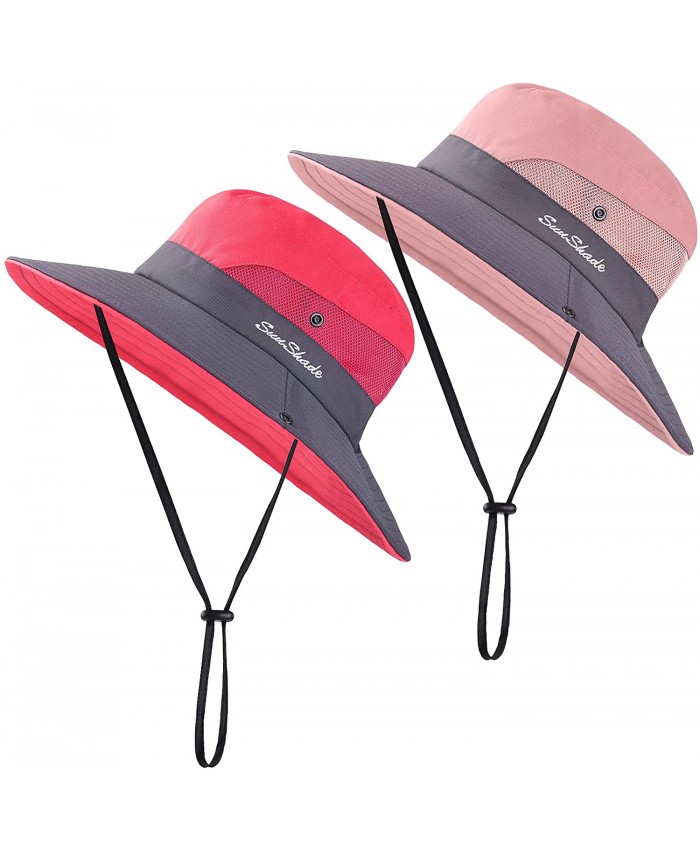 Cooraby 2 Pack Women Summer Sun Hat Ponytail Hole Cap Wide Brim Adjustable Hat at  Women’s Clothing store