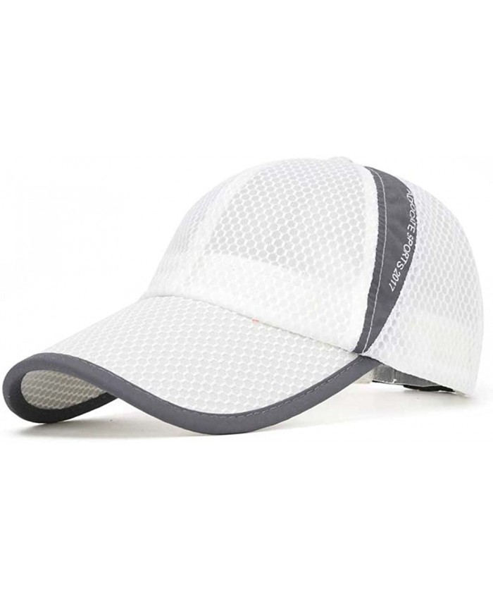 CRYSULLY Unisex Snapback Baseball Day Running Summer Mesh Quick Dry Hat Cap Visor Relaxed Fit Caps Multiple Color White