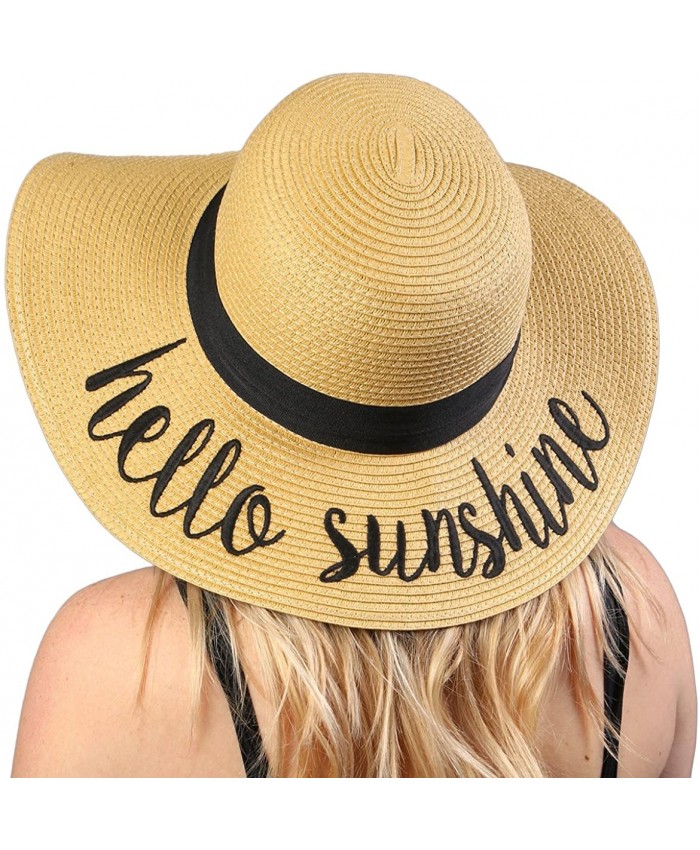 Embroidered Sun Hat - Hello Sunshine at Women’s Clothing store