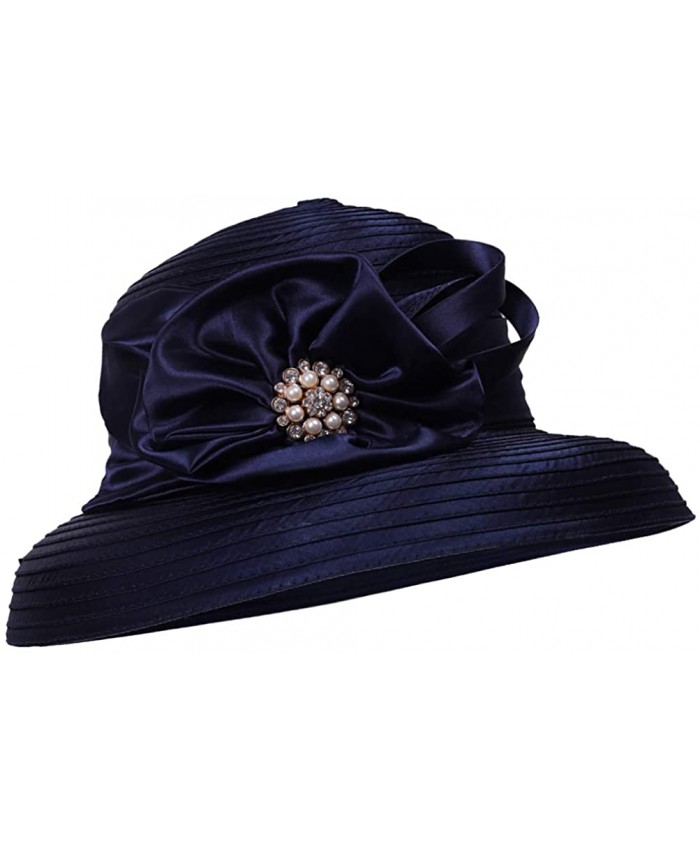 Lady Church Kentucky Derby Sun Hat Wedding Tea Party Dress Bowler Hat Navy One Size at  Women’s Clothing store