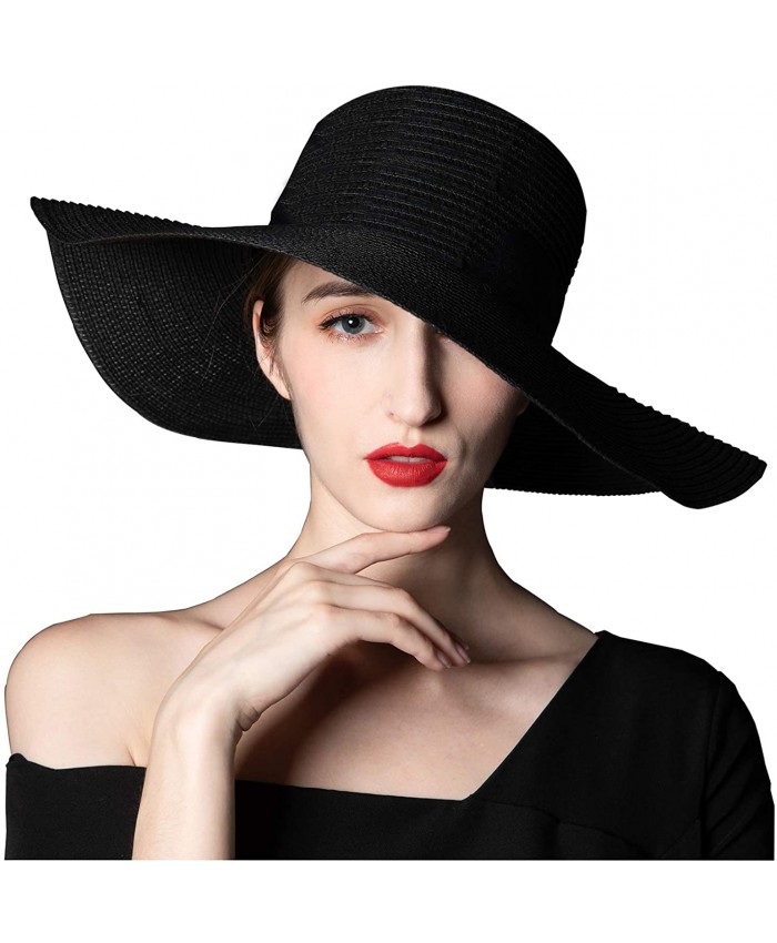 Lady's Straw Hat Beach Hat Visor Sun Hat Black at Women’s Clothing store