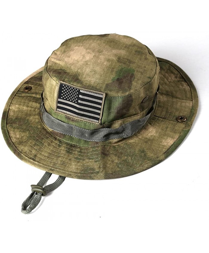 massmall Military Tactical Head Wear Boonie Hat Cap with USA Patch for Wargame Sports Fishing &Outdoor Activties Multicam Green