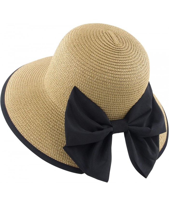 Muryobao Women Wide Brim Sun Hat UPF50 Foldable Roll up Straw Hats Summer Beach Travel Cap Khaki at  Women’s Clothing store