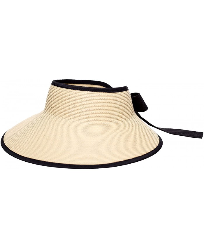 Pineapple&Star Vienna Visor Women’s Summer Sun Straw Foldable Hat UPF 50+ Black at Women’s Clothing store