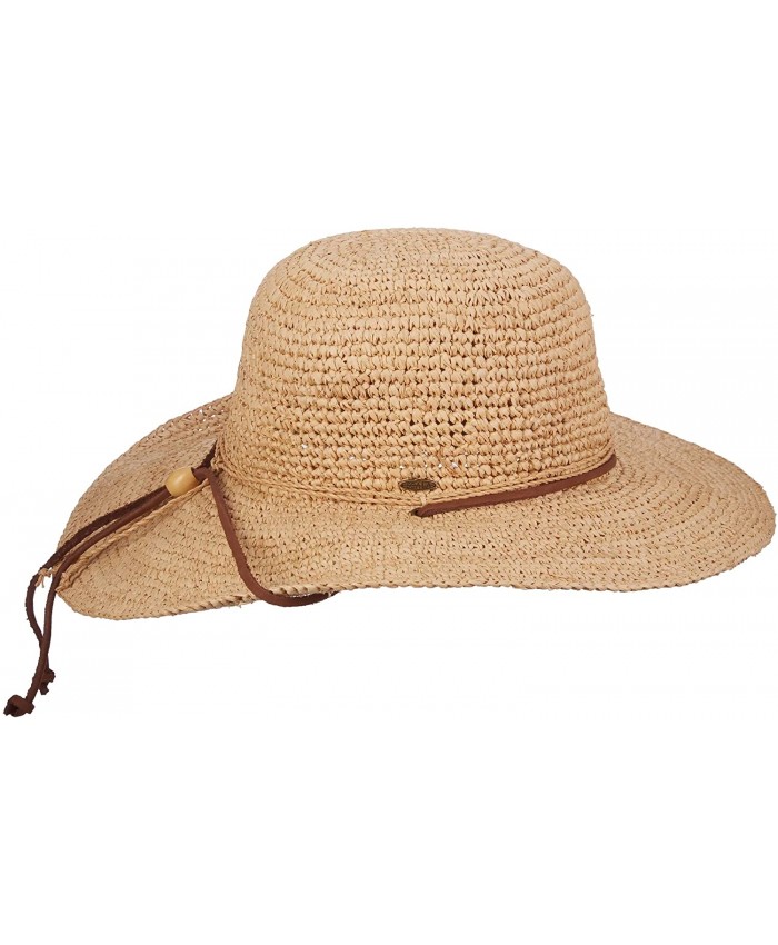 Scala Women's Big Brim Raffia Hat with Leather Chin Cord Natural One Size at  Women’s Clothing store Sun Hats