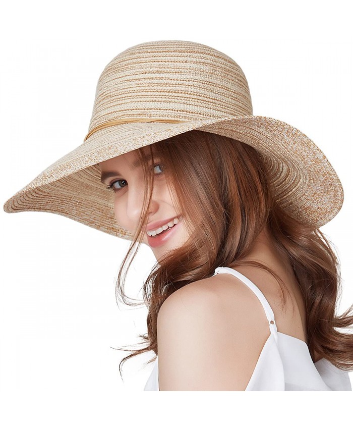 SOMALER Women Floppy Sun Hat Summer Wide Brim Beach Cap Packable Cotton Straw Hat for Travel at  Women’s Clothing store