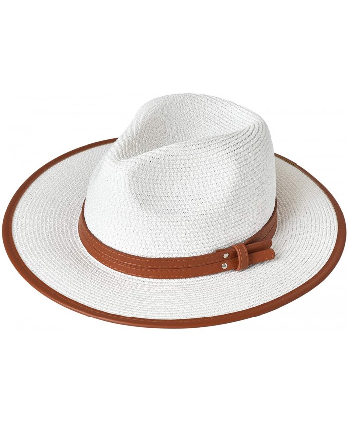 SOMALER Womens Straw Panama Hat Wide Brim Beach Sun Hat Summer Straw Fedora for Women at  Women’s Clothing store