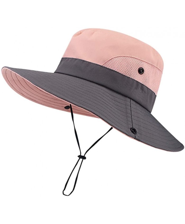 Sun Hats for Women Outdoor Summer Wide Brim Ponytail Hole Sun Protection Breathable Bucket Hat for Beach Hunting Fishing Pink at  Women’s Clothing store