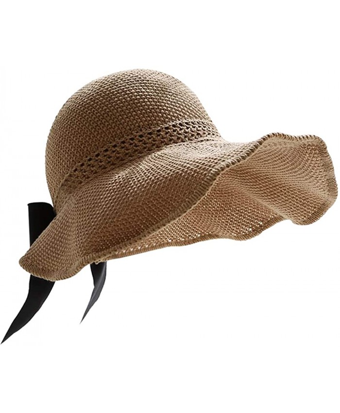 Van Caro Women’s Cotton Crochet Beach Sun Visor Poneytail Hats Adjustable Floppy Hat Khaki at  Women’s Clothing store