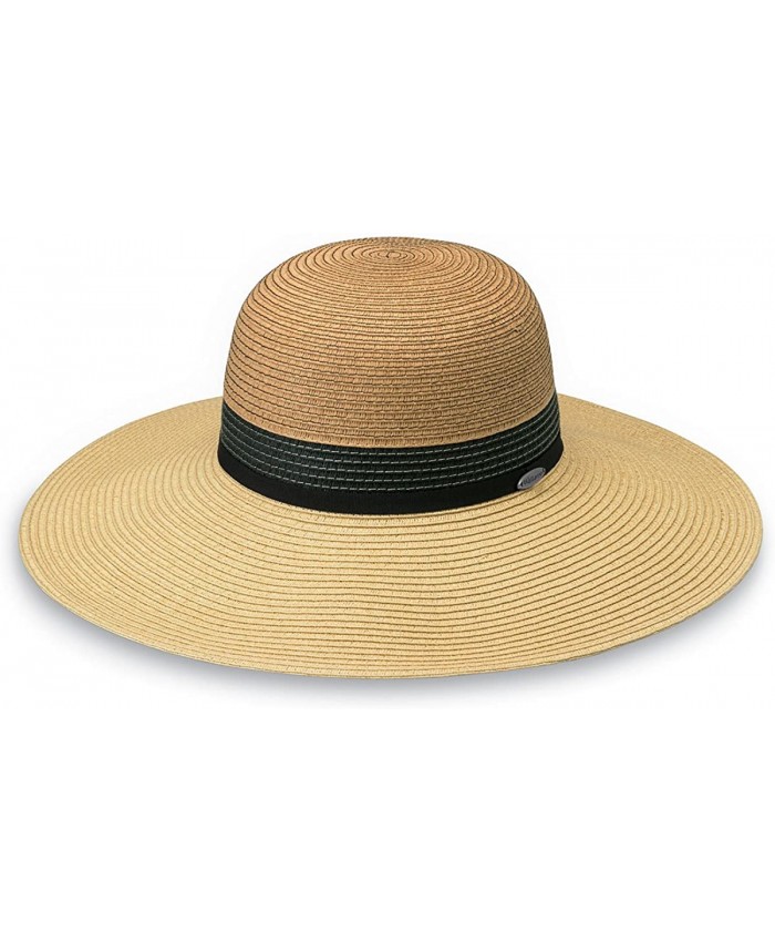Wallaroo Hat Company Women’s St. Tropez Sun Hat – UPF 50+ Broad Brim Elegant Tri-Tone Style Designed in Australia Natural Combo at  Women’s Clothing store