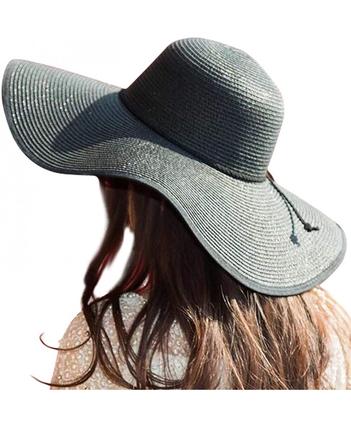 Womens Big Bowknot Straw Hat Floppy Foldable Roll up Beach Cap Sun Hat UPF 50+ at  Women’s Clothing store