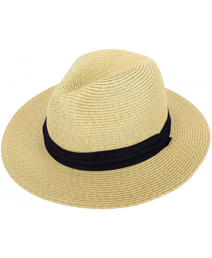 Women's Sun Hats Wide Brim Fedora Hats for Women Foldable Straw Hat for Women Panama Beach Hats Sunhat Womens Nature at  Women’s Clothing store