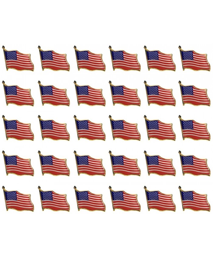 30PCS American Flag Waving Lapel Pins United States USA Badge Pin by CSPRING