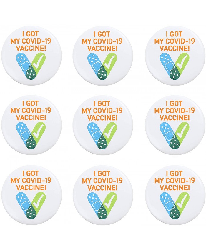 BESTARY 9Pcs I Got My Covid-19 Vaccine Pinback Buttons Pins Brooches for Women Men