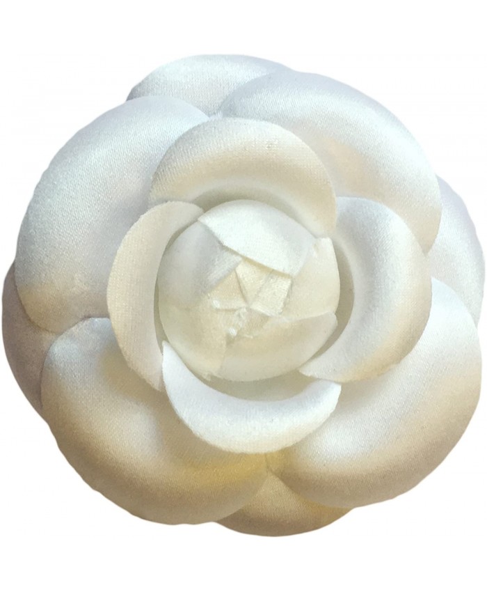 Camellia Silk Fabric Flower Pin Brooch Flower. White Camellia Brooch Pin - Hand-made in New York's Garment Center American Made Brooches And Pins