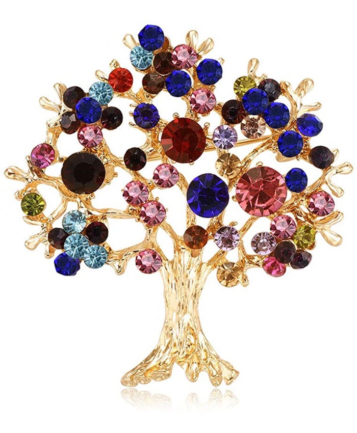 Comelyjewel Tree Rhinestone Brooch Banquet Suit Scarf Pins Charms Jewelry Badge for Party Cosplay