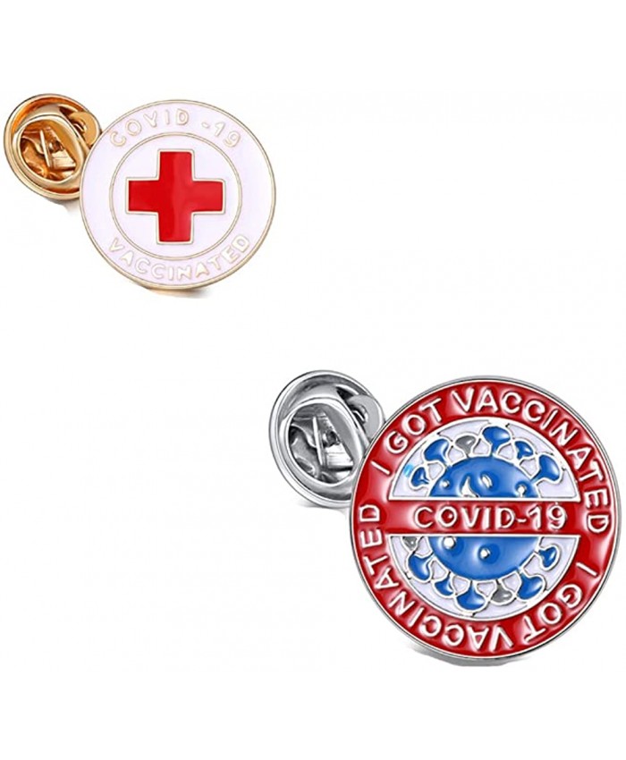 Covid Vaccinated Pin，Brooch Pins for Women Men Pants Buttons for Jeans Backpacks Metal Badge Jackets Cute Lapel Enamel 2 Pcs