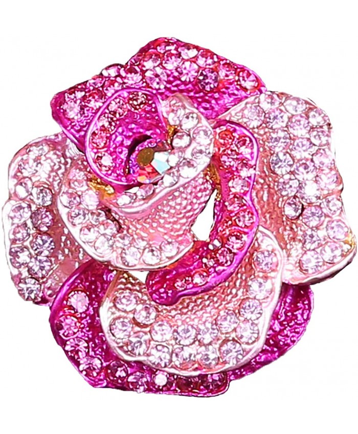 Crystal Rhinestones Valentine Brooch Pins Rose Brooches for DIY Wedding Bouquets Pink With Jewelry Bag
