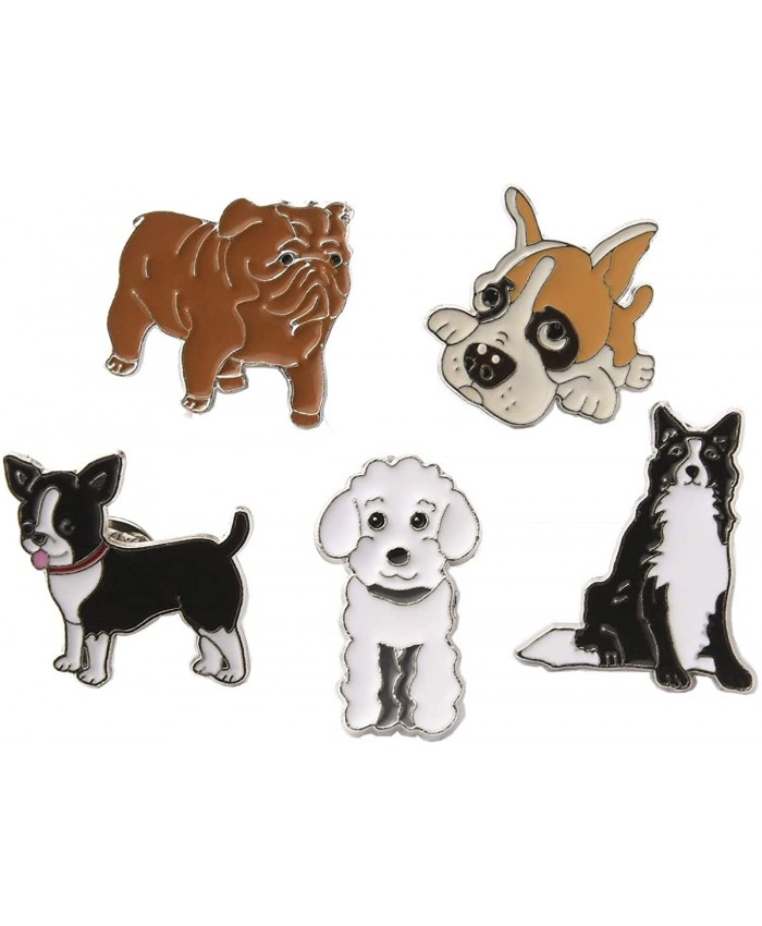 Cute Dog Enamel Brooch Pins Set Lapel Pins for Clothing Bag Decor