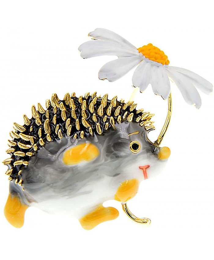 CYOUNG Cute Hedgehog Brooch Pin Fashion Daisy Brooches Enamel Crystal Animal Insect Pin Lapel Pin