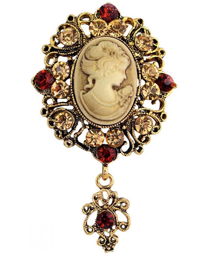 Gzrlyf Victorian Cameo Pin Vintage Rhinestone Brooch Jewelry Cameo Brooch 1