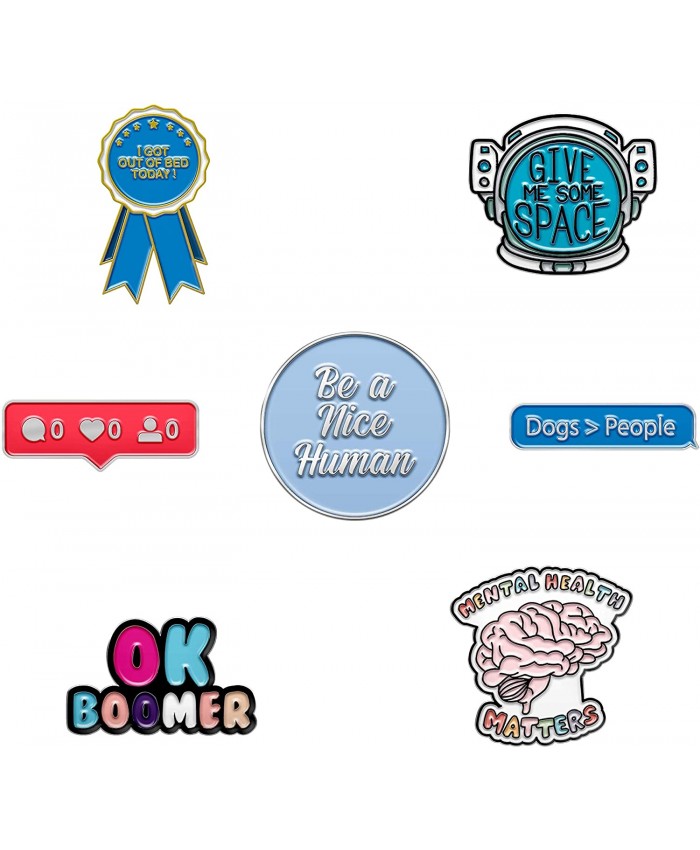 Introvert Enamel Pins for Backpacks - Enamel Pin Set by The Carefree Bee | Cute Pins for Jackets Bulk Enamel Pins Pack Funny Pins Backpack Pins Set 7