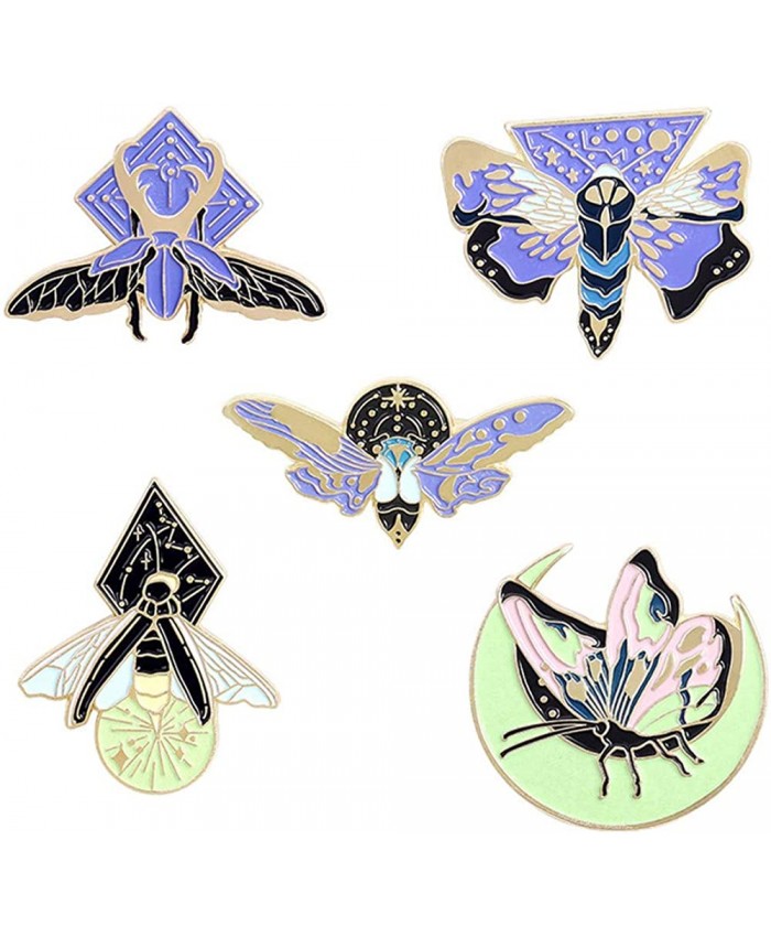 Luminous Brooch Enamel Moth Insect Pin Lapel Pin Safety Pin for Women