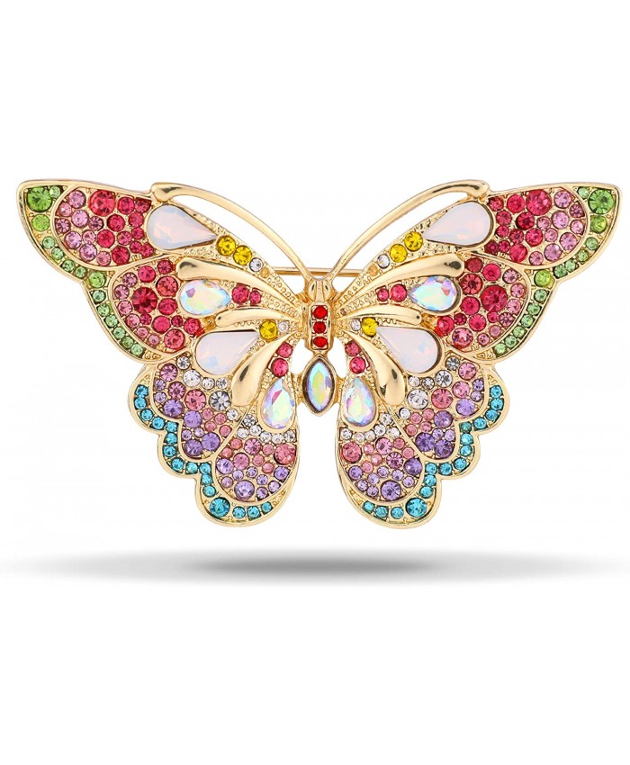 Miss Rabbit Large Butterfly Brooch Pin for Women Sweater Clips for Cardigans Rhinestone Ladies Pins for Shawl Hat Coat Dress Backpack Wedding Bouquet Gift for Girl Wife，Mother