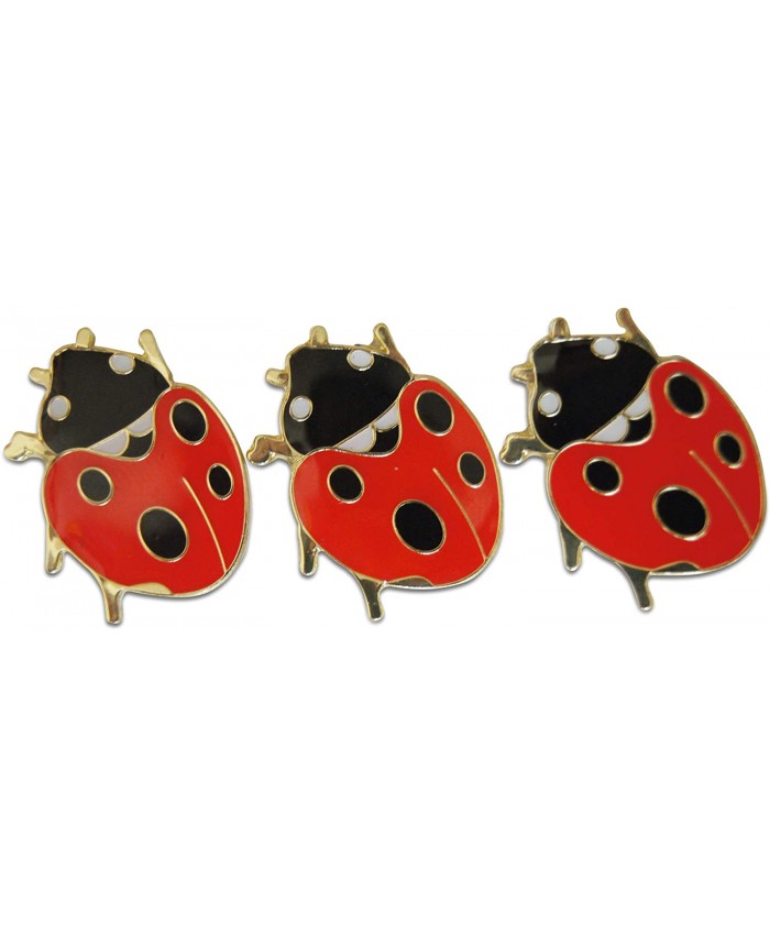 Novel Merk 3-Piece Ladybug Lady Bug Pride Lapel Pin Hat Pin & Tie Tack Set with Clutch Back