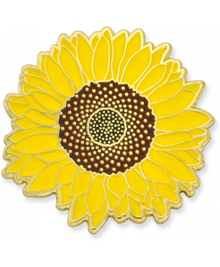 PinMart Detailed Yellow Sunflower Summer Enamel Lapel Brooch Pin