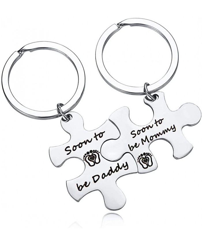 Pregnancy Gift New Mom New Dad Puzzle Piece Keychain Set Soon To Be Mommy Daddy Jewelry Gift for New Mommy Dad Mother's Day Gift Keychain Set