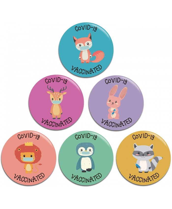 Sgzshsld 12Pcs Vaccine Button Badges I Got My Covid-19 Vaccine Recipient Notification Hug Me I'm Vaccinated Pin for Family Friends 6 Styles 38mm