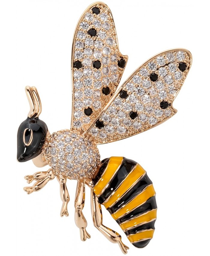 Szxc Women's Bumble Bee Pin Brooch + Pendant 2 in 1 - 1 2 5 Inch - Crystal Cubic-Zirconia Enamel Bee Collection Accessories Gold