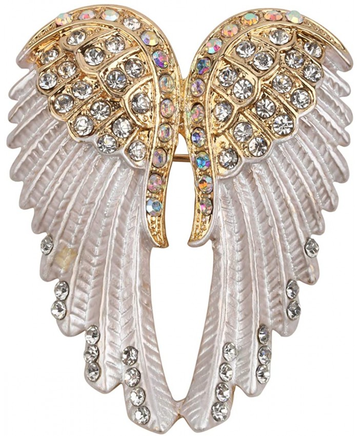 Szxc Women's Guardian Angel Wings Pin Brooches & Pendants 2-in-1 - Women Girls Biker Jewelry - 2 inch