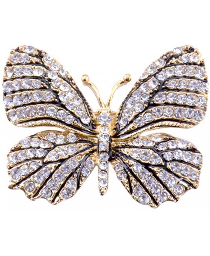 Tvoip Empress Monarch Winged Butterfly Swarovski Crystal Rhinestones Brooch Pin Silver
