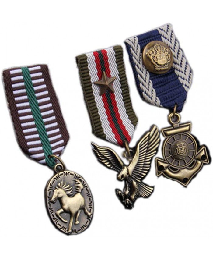 ZTHREAD 3pcs Pack Military Hero Medals Blazer Suit Stripe Navy Military Badge Brooch Pin